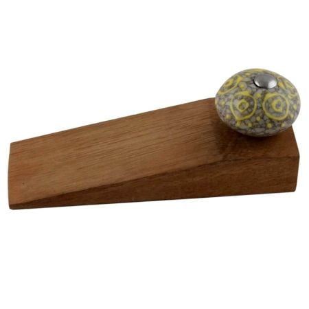 2 Pieces Mixed Circular Crackle Ceramic Wooden Door Stopper